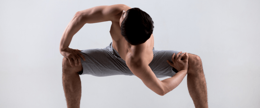 an athlete doing yoga streching